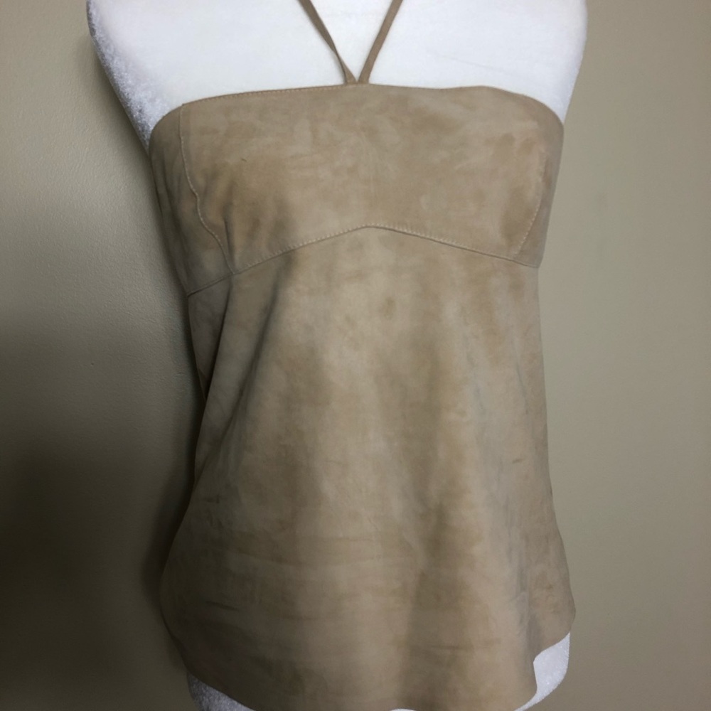 Theory 100% Leather Suede Halter Top